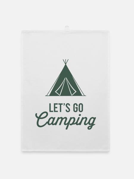Let's Go Camping – Outdoor Adventure Style - Organic dish towel - white - Front