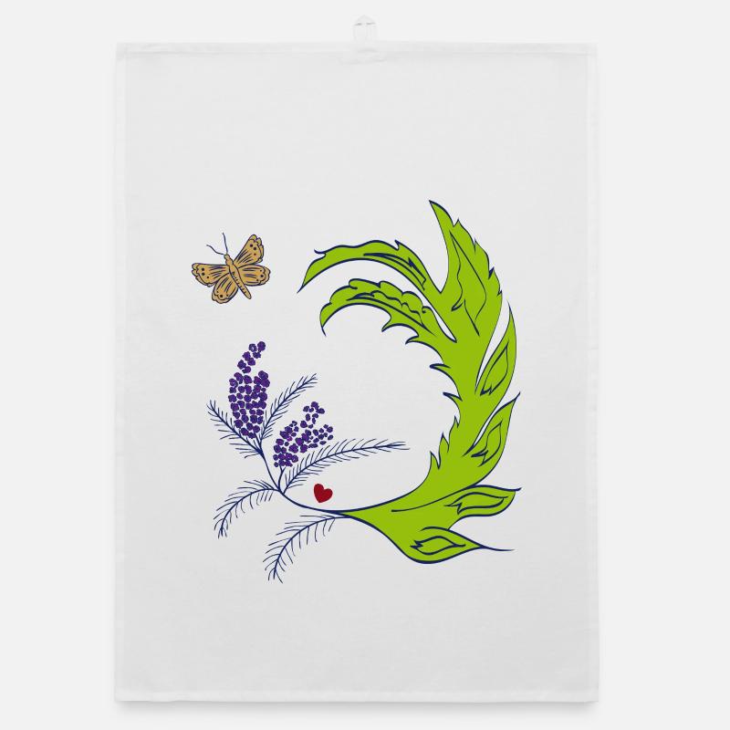 Lavender wreath with butterfly Organic dish towel