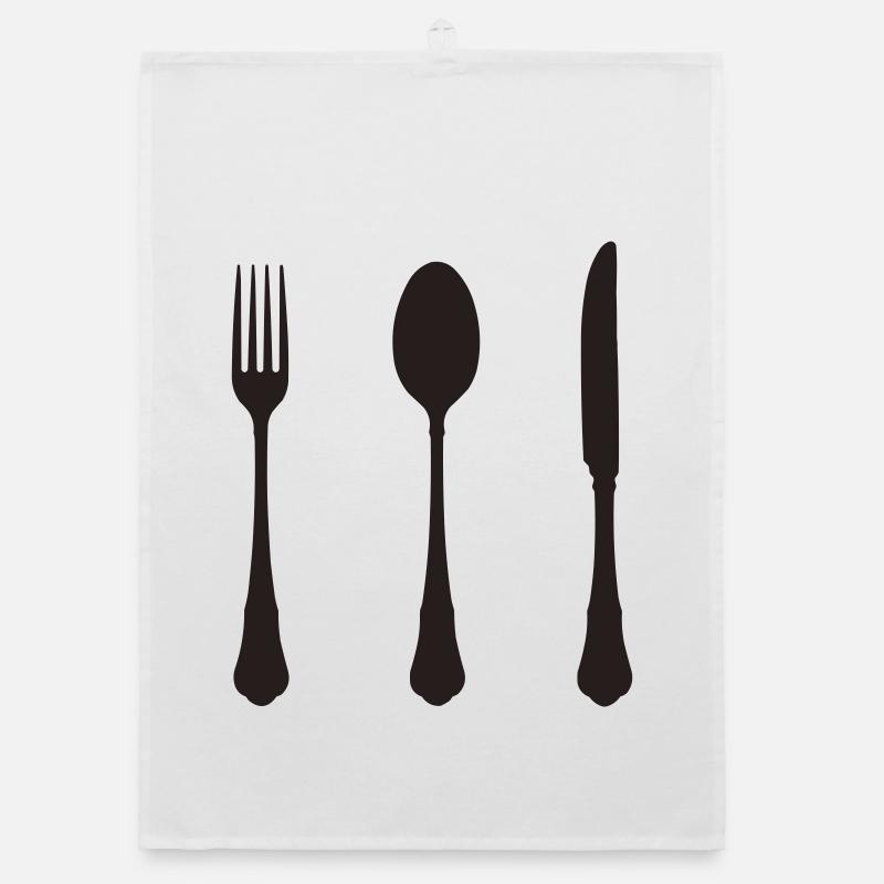 Minimalist cutlery silhouette Organic dish towel