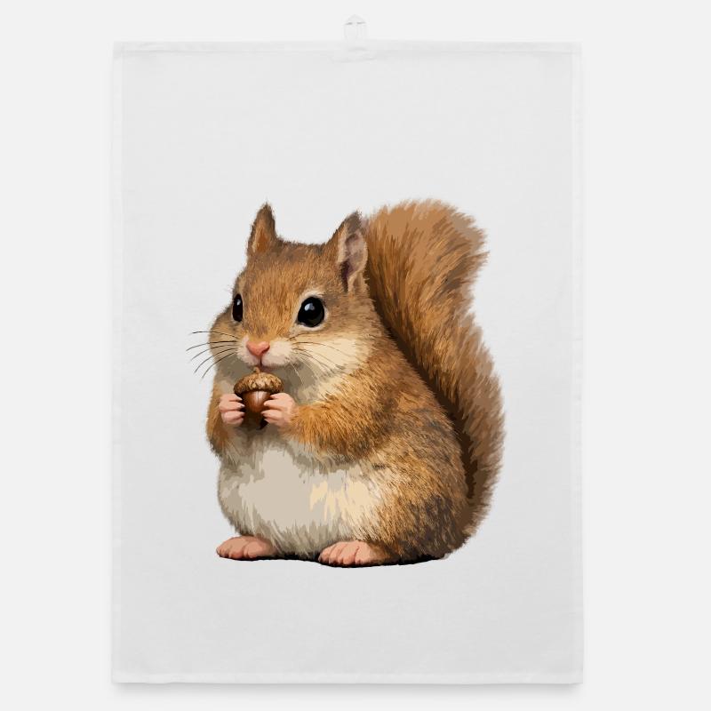 Eichhörnchen mit Eichel Organic Geschirrtuch