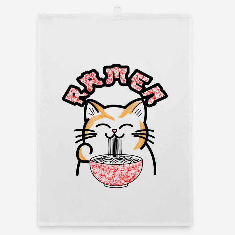 Ramen Katze Popart Organic Geschirrtuch