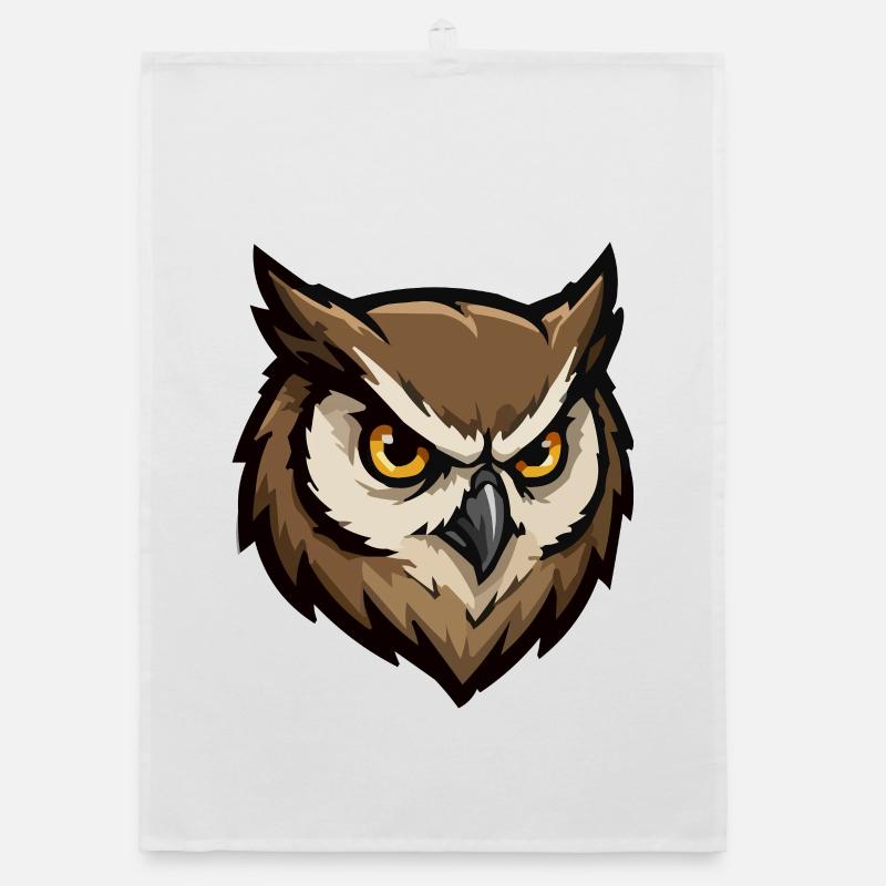 Guarding Owl Head Pixel Style Organic dish towel