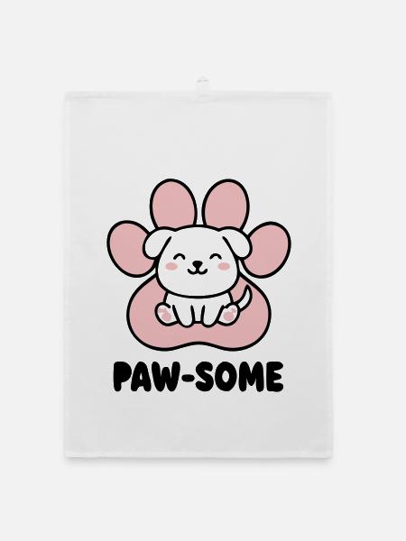 Pawsome Welpe Logo - Organic Geschirrtuch - Weiß - Vorne