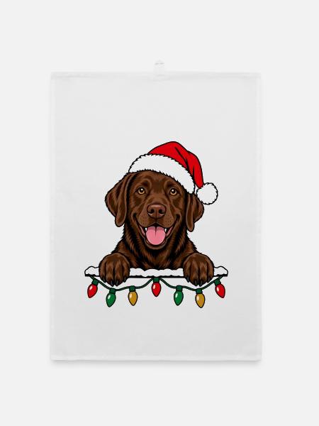 Weihnachten Brauner Labrador - Organic Geschirrtuch - Weiß