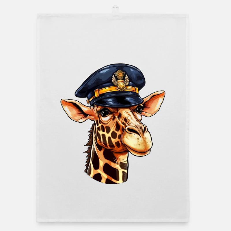 Giraffe Policeman Organic dish towel