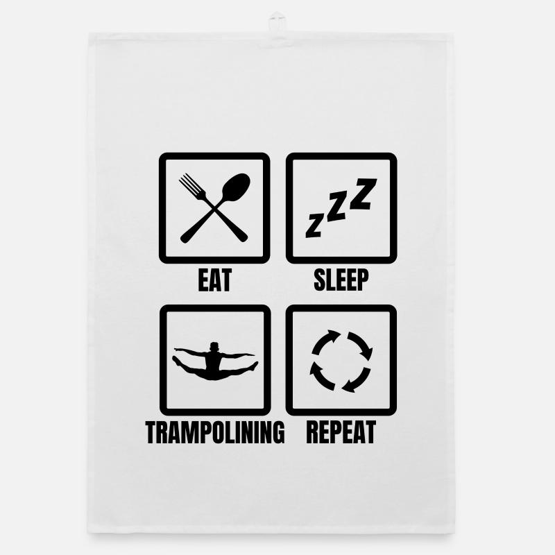 Eating, sleeping, repeating trampoline Organic dish towel