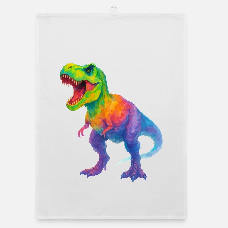 Colorful Gradient Dinosaur Organic dish towel