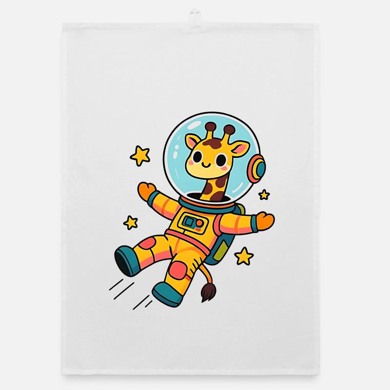 Kawaii Astronaut Giraffe Organic dish towel