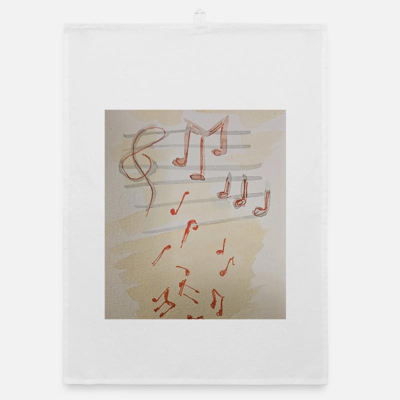 Rote Notenimpression Organic Geschirrtuch