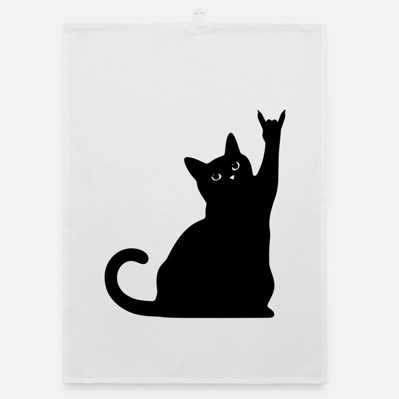 Chat Noir – Silhouette de cornes de diable Torchon bio