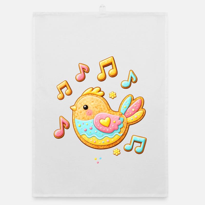 Oiseau mignon en illustration de biscuit décoré Torchon bio