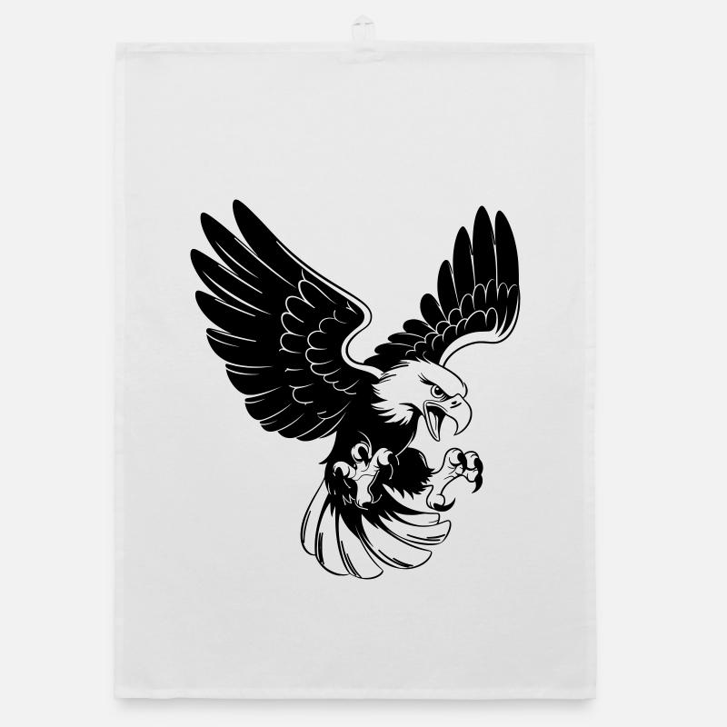 Eagle in attack – tattoo style Organic dish towel
