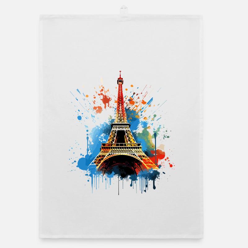 Paris Eiffelturm Skyline Frankreich Splash Bunt Organic Geschirrtuch