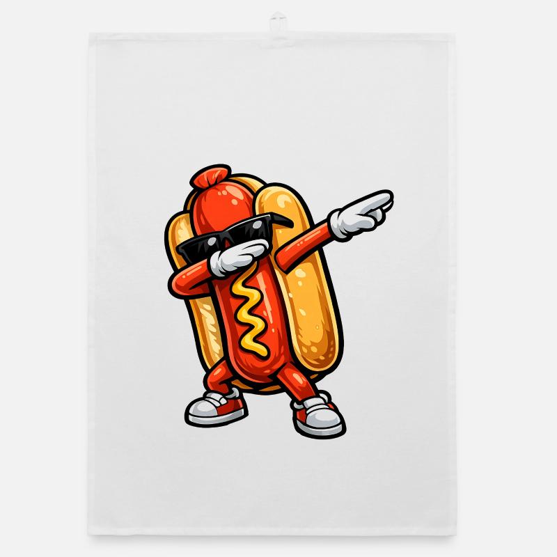Dabbing Hot Dog Organic dish towel