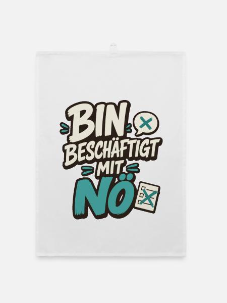 BIN BESCHÄFTIGT MIT NÖ - Organic Geschirrtuch - Weiß - Vorne