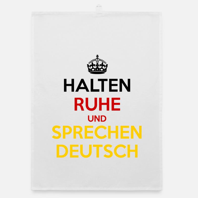 Halten Ruhe und Sprechen Deutsch - Organic Geschirrtuch - Weiß