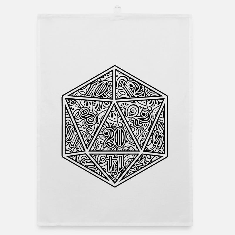 D20 Dice Ornament RPG Cube Design Organic dish towel
