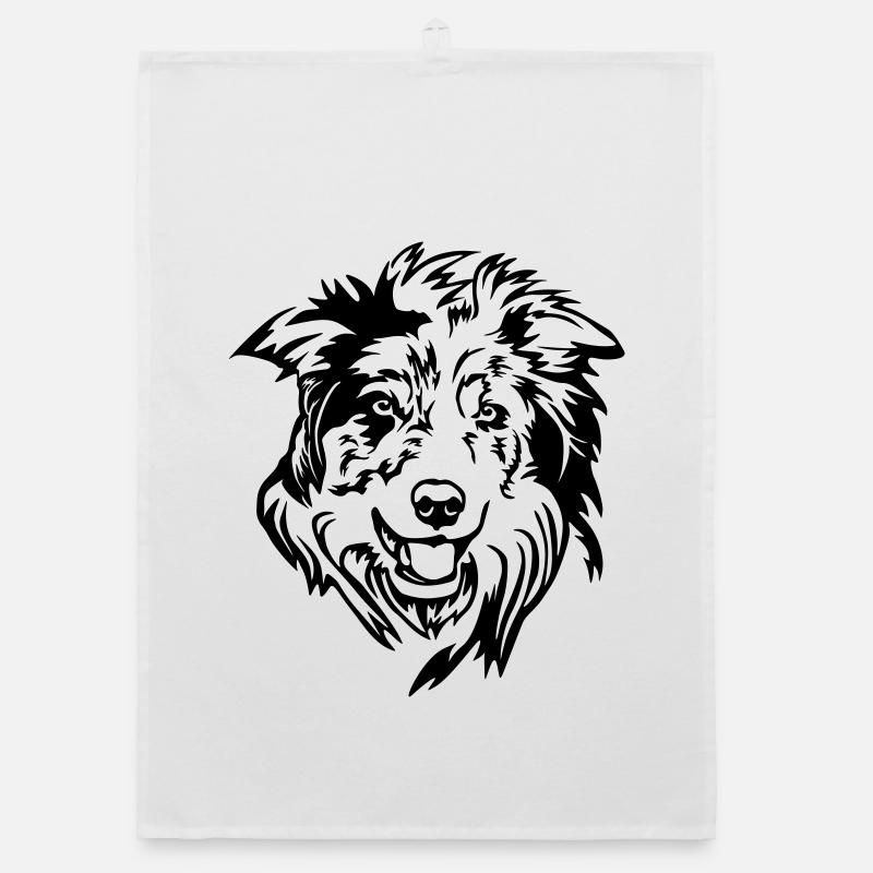 Border Collie Head Organic dish towel