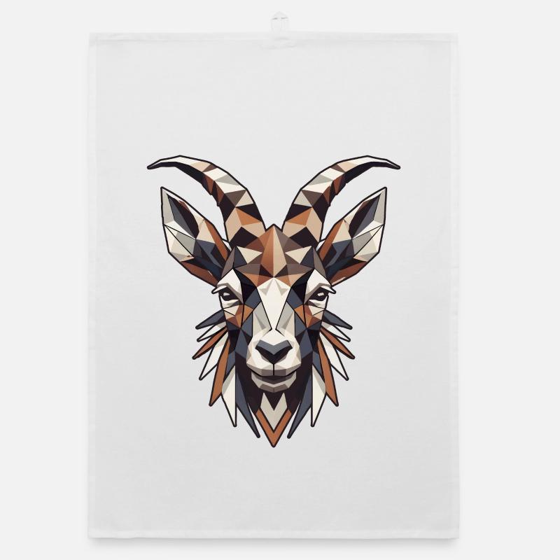 Geometric Capricorn Head Polygons Motif Organic dish towel
