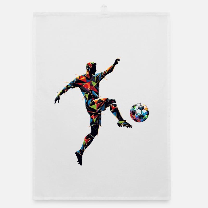 dynamic soccer player playing soccer Organic dish towel