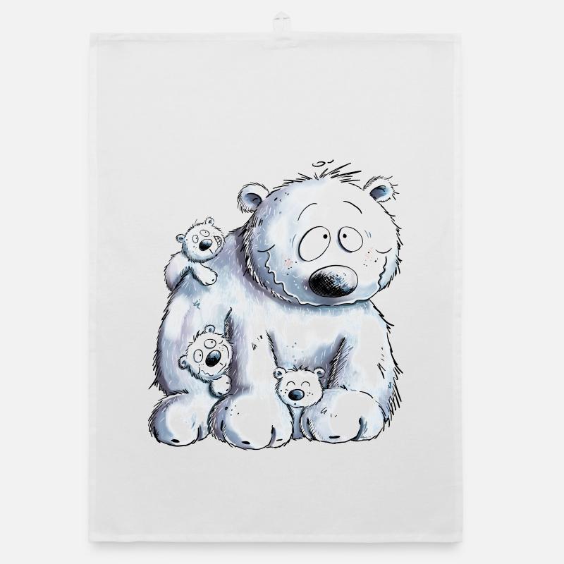Eisbär Mit Eisbär Baby I Polarbär - Organic Geschirrtuch - Weiß