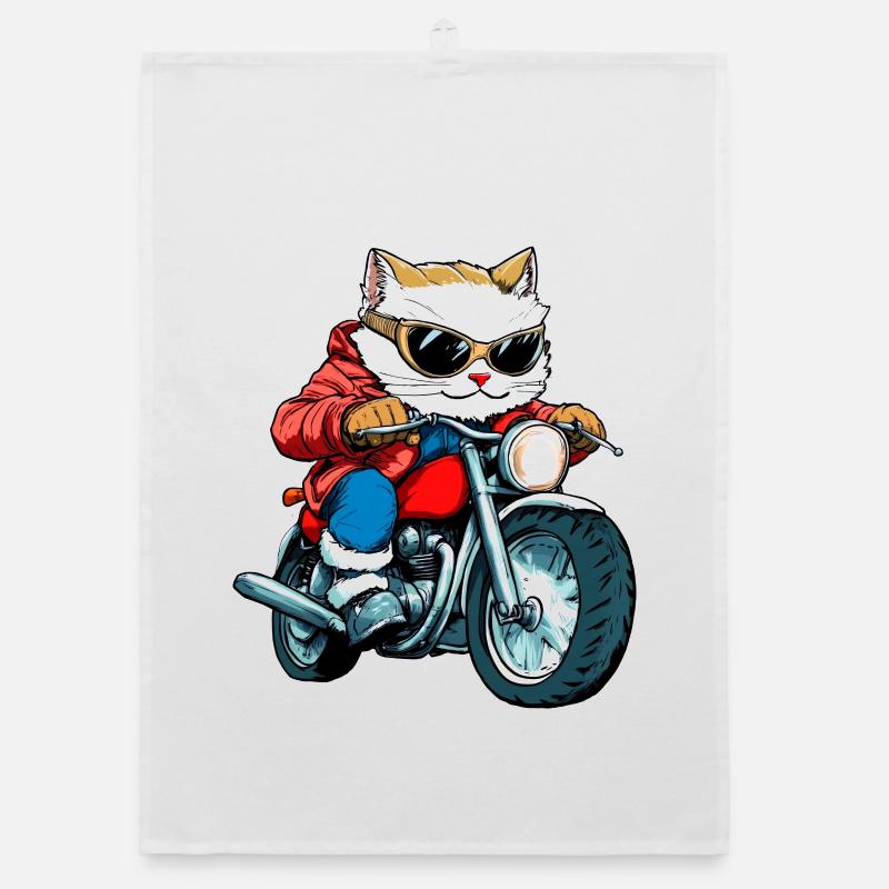 Cats Motorcyclists / Motorcycle Cat Organic dish towel