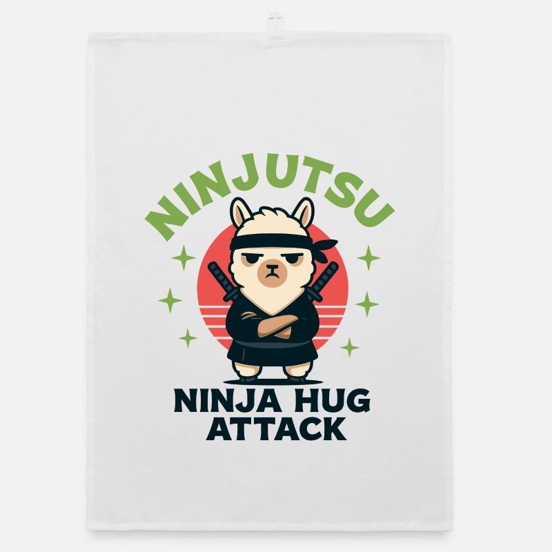 Ninja Llama Cuddle Attack Organic dish towel
