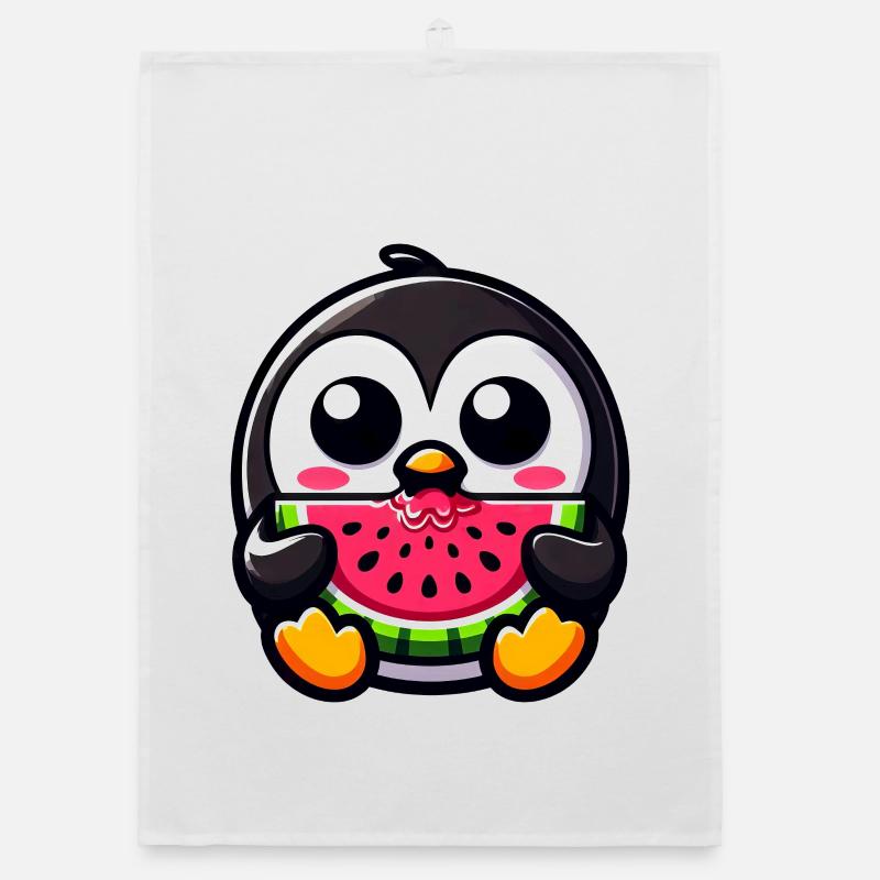 Pingouin mignon avec Melon Chibi Fruit Sweet Torchon bio