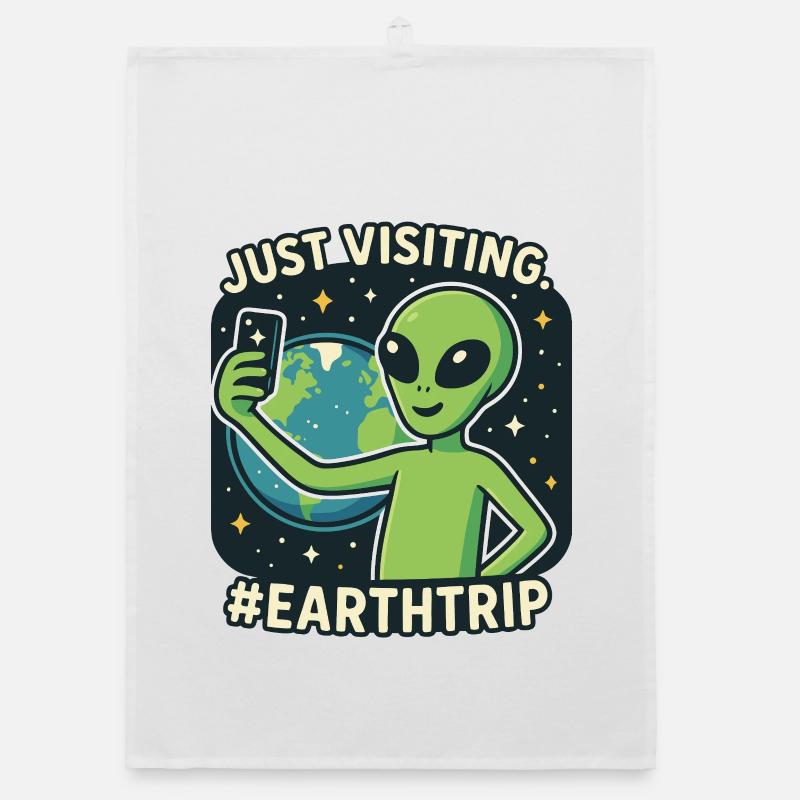 Alien Selfie mit Erde Organic Geschirrtuch