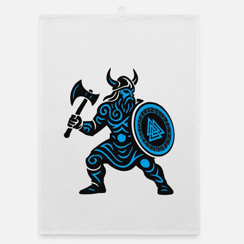 Viking Rune Warrior with Axe Organic dish towel