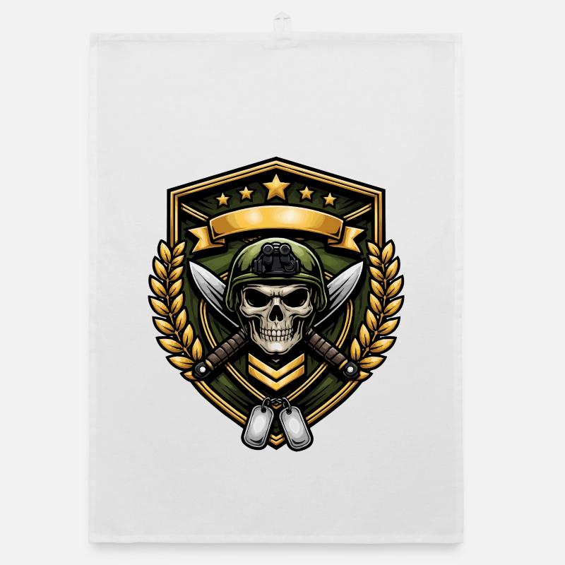 Skull Warrior Shield Badge Organic dish towel