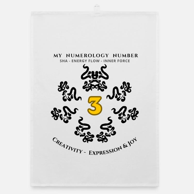 Numer_3 symbole de créativité, d’expression et de joie - Torchon bio - blanc