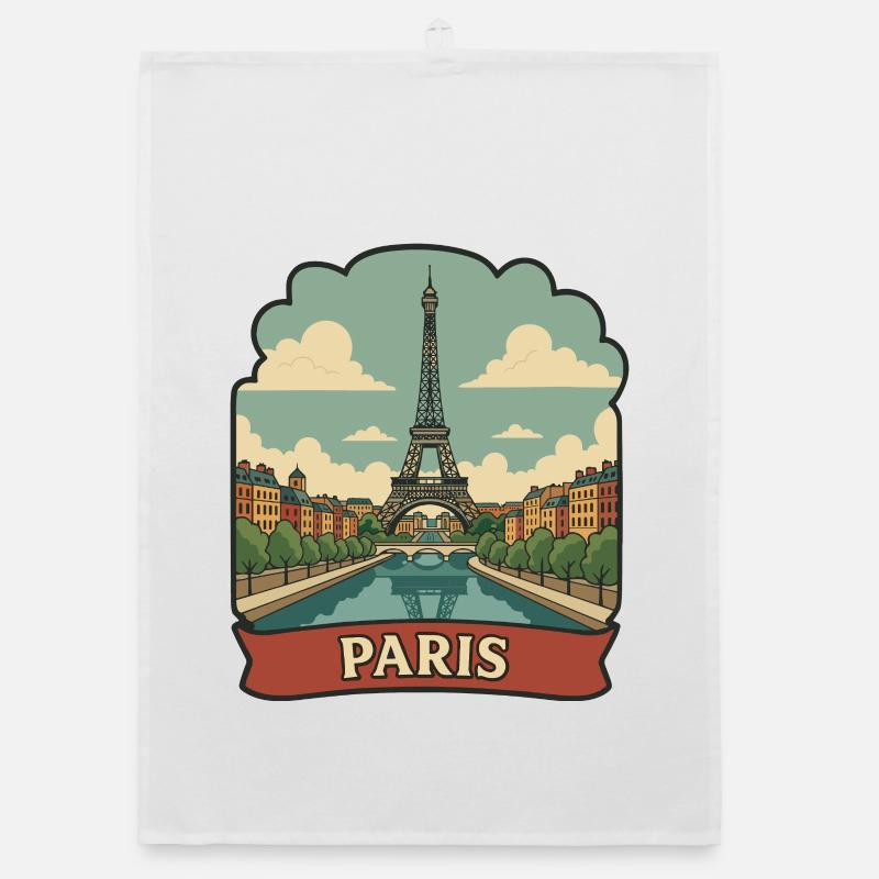 Pariser Eiffelturm Retro-Reiseaufkleber Organic Geschirrtuch