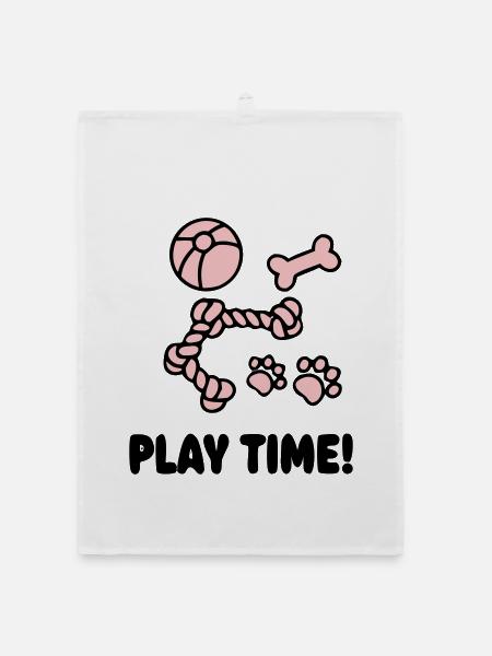 Play Time Hundespielzeug Logo - Organic Geschirrtuch - Weiß - Vorne