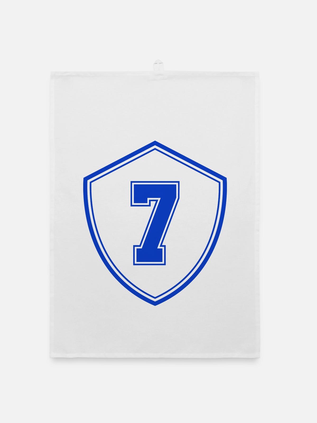 Blaues Sieben Shield Emblem - Organic Geschirrtuch - Weiß - Vorne