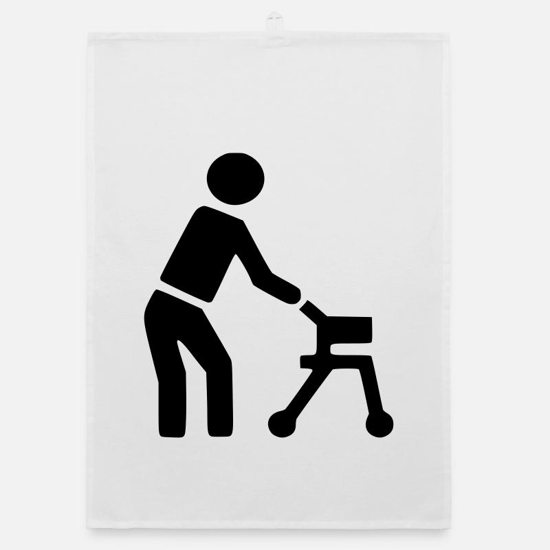 Behinderte Person hinter Rollator # - Organic Geschirrtuch - Weiß