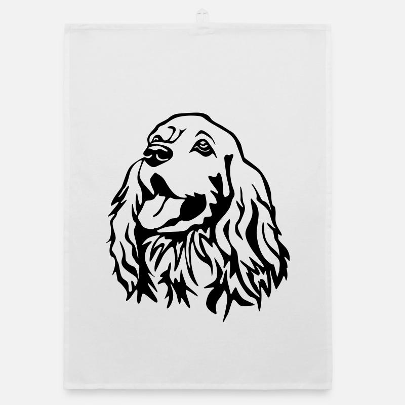 Cocker Spaniel Kopf - Organic Geschirrtuch - Weiß