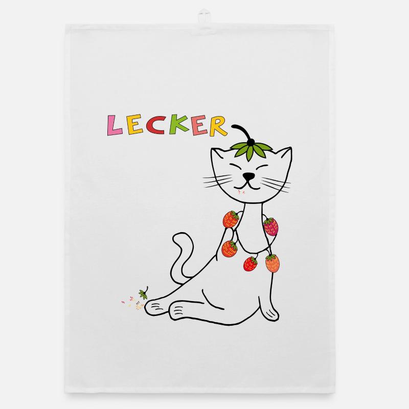 Erdbeeren Katze Organic Geschirrtuch