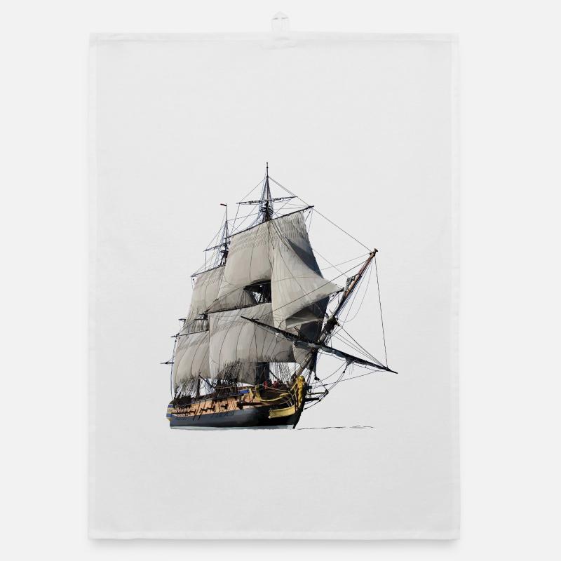 Sailing ship Organic dish towel