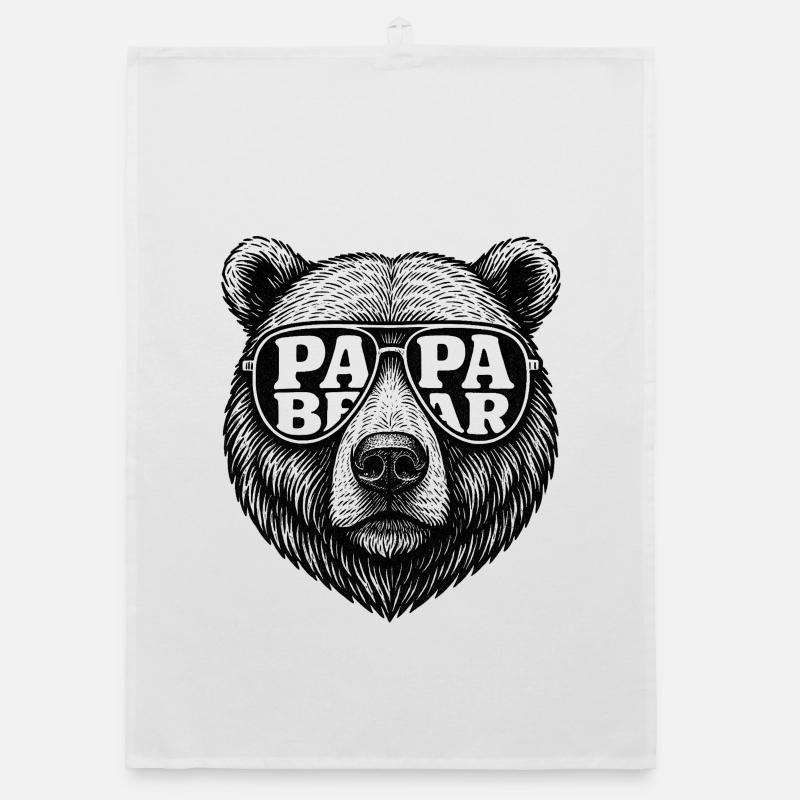 Cool Papa Bear Bear Head Bear with Sunglasses Organic dish towel