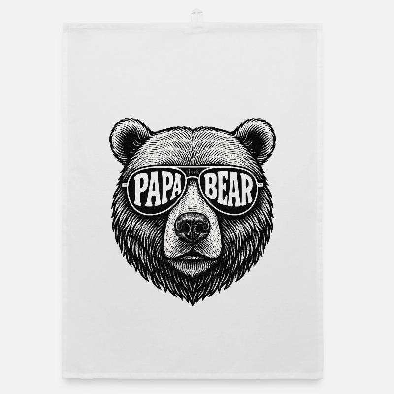 Papa Bear Retro Look Gift Idea with Sunglasses Organic dish towel