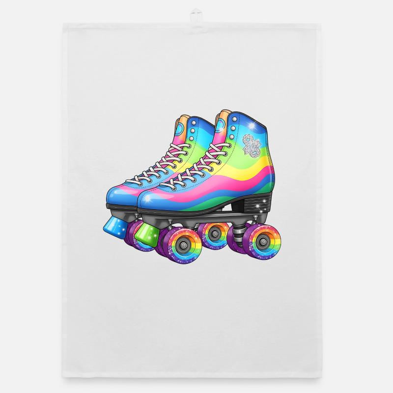 Rainbow Roller Skates Retro Disco Style Organic Geschirrtuch
