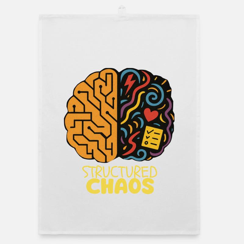 Strukturiertes Chaos - AuDHD - Organic Geschirrtuch - Weiß