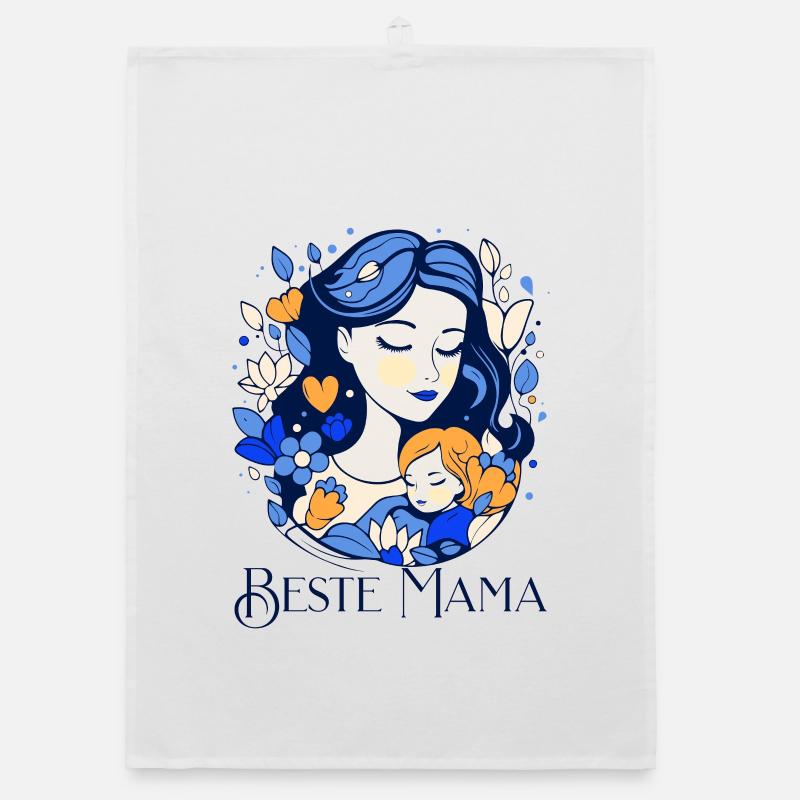 Beste Mama - Organic Geschirrtuch - Weiß