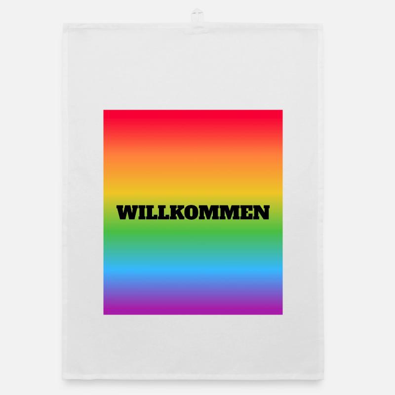 Willkommen Rainbow Welcome Organic dish towel