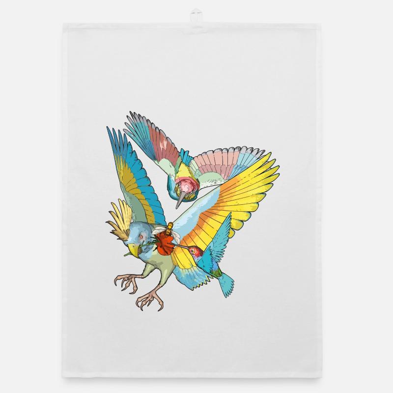 Bunte Vögel Organic Geschirrtuch