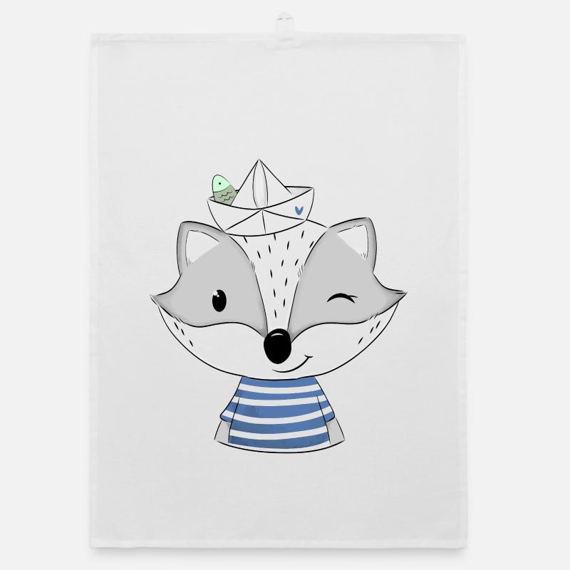 Matrosen Dachs mit Papierboot Organic Geschirrtuch