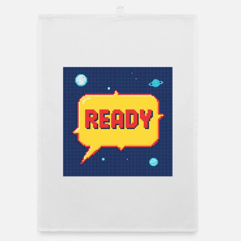Ready Pixel Speech Bubble in Space Organic dish towel