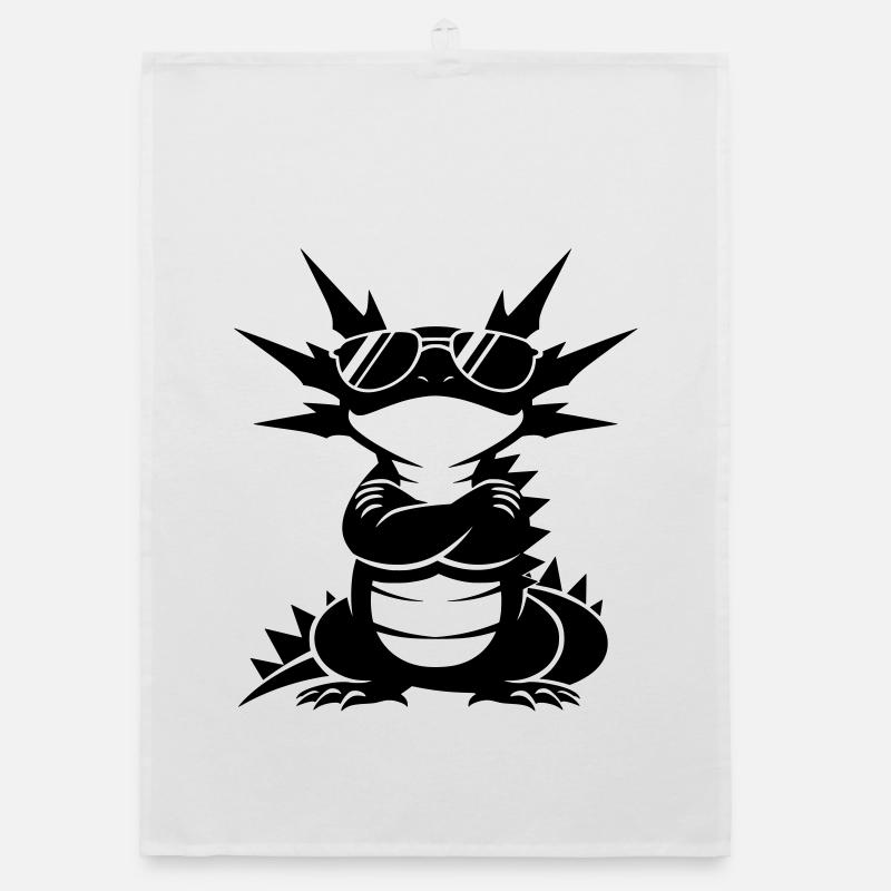 Cooler Axolotl mit Sonnenbrille - Organic Geschirrtuch - Weiß