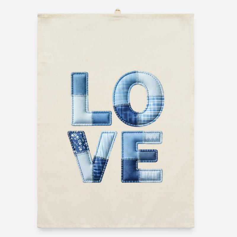 J’adore l’art patchwork moderne Torchon bio